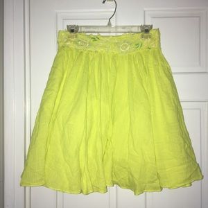 Anthropologie Floreat yellow stellina flower skirt